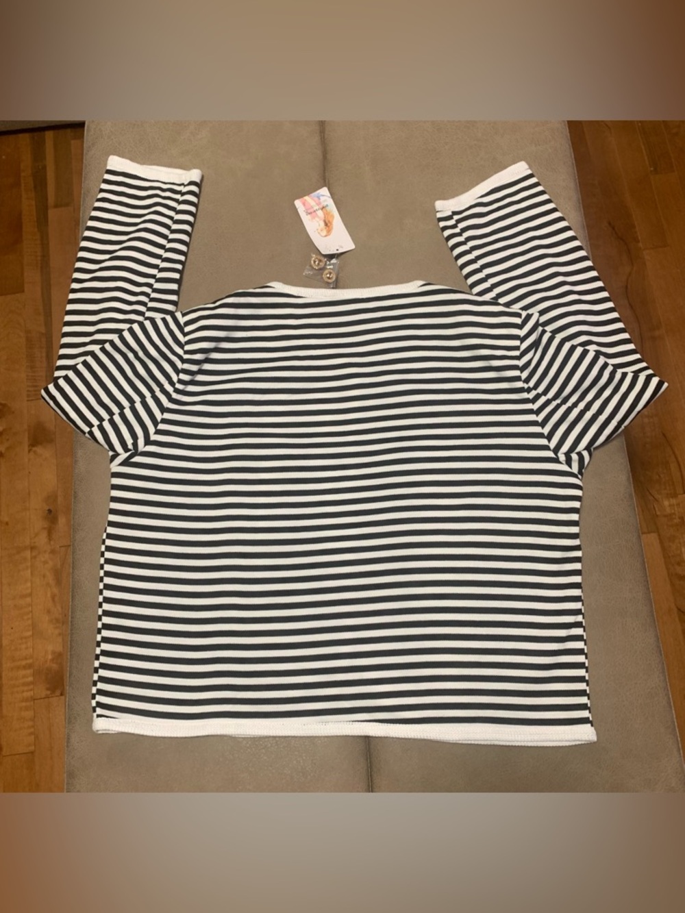 PrettyGarden Womens White Black Striped Button Knit Cardigan Jacket NEW Size XL - Picture 8 of 9